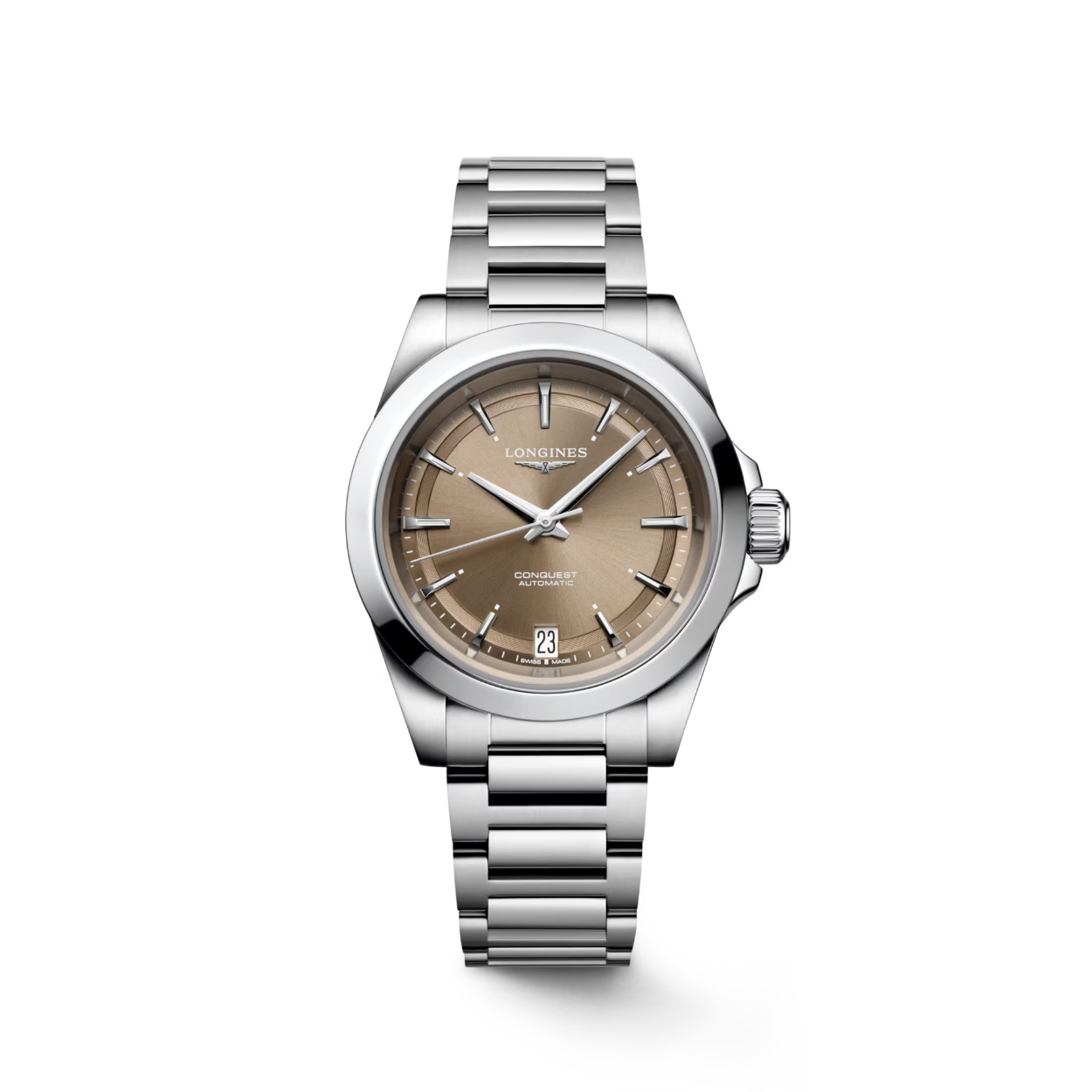De Longines Conquest L34304626 is een elegante en stijlvolle horloge. Het horloge heeft een zilveren roestvrijstalen band en een sunray bruine wijzerplaat, waardoor het perfect is voor zowel formele als informele gelegenheden. Draag dit horloge om je pols voor een klassieke en verfijnde uitstraling. Een absolute aanwinst voor elke horlogeverzameling!