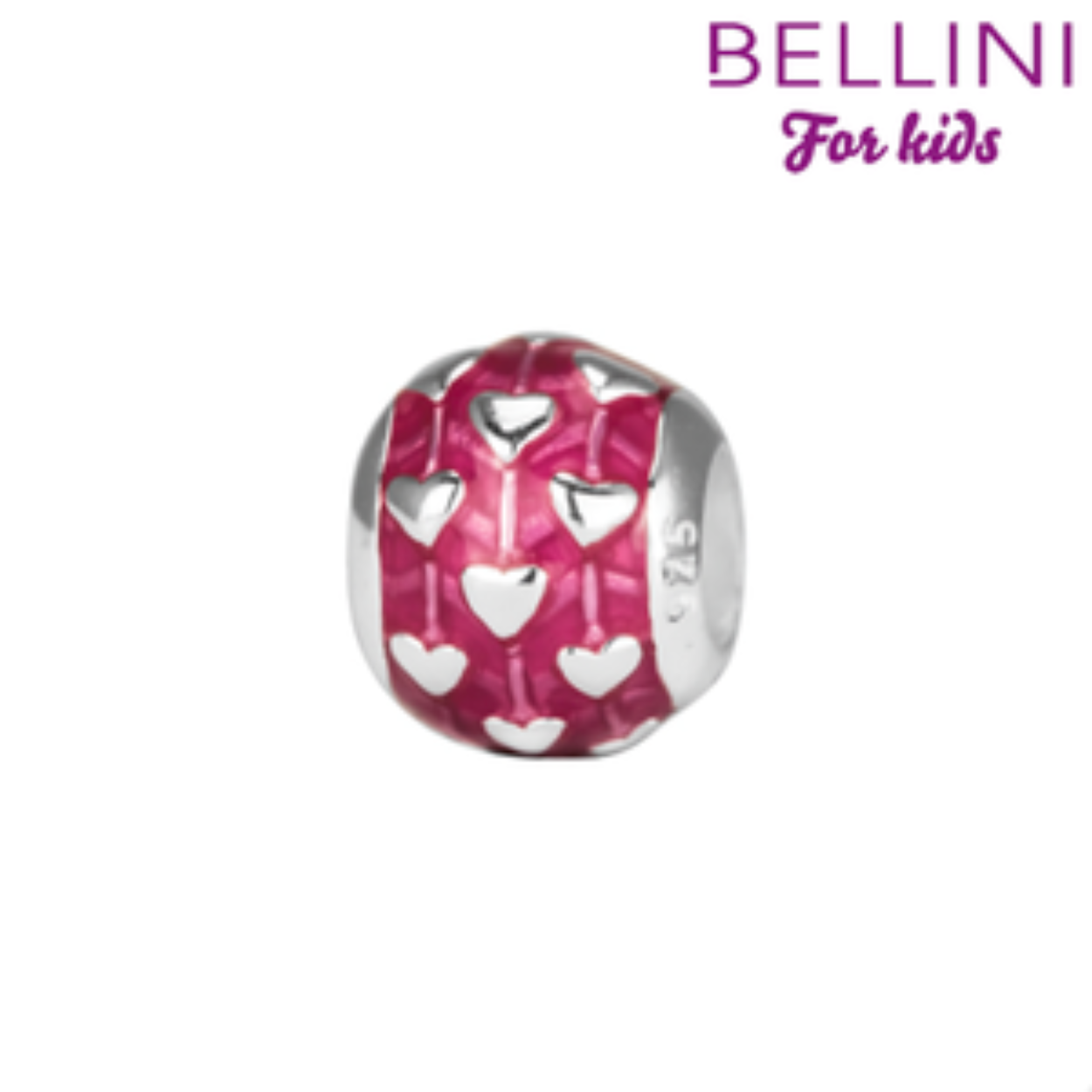 Bellini zilveren bedel rose met hartjes