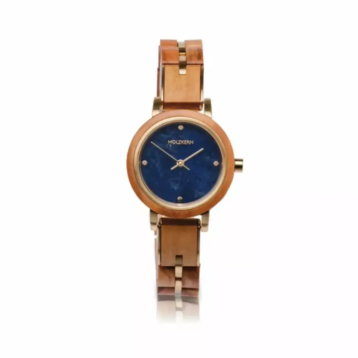 Depicted with a celestial globe and a staff in her hand, the muse Urania is the goddess of astronomy.

The smooth interplay between olive wood, blue sodalite and stainless steel elements in gold is inspired by the starry heavens and is meant to encourage you to think creatively every day.