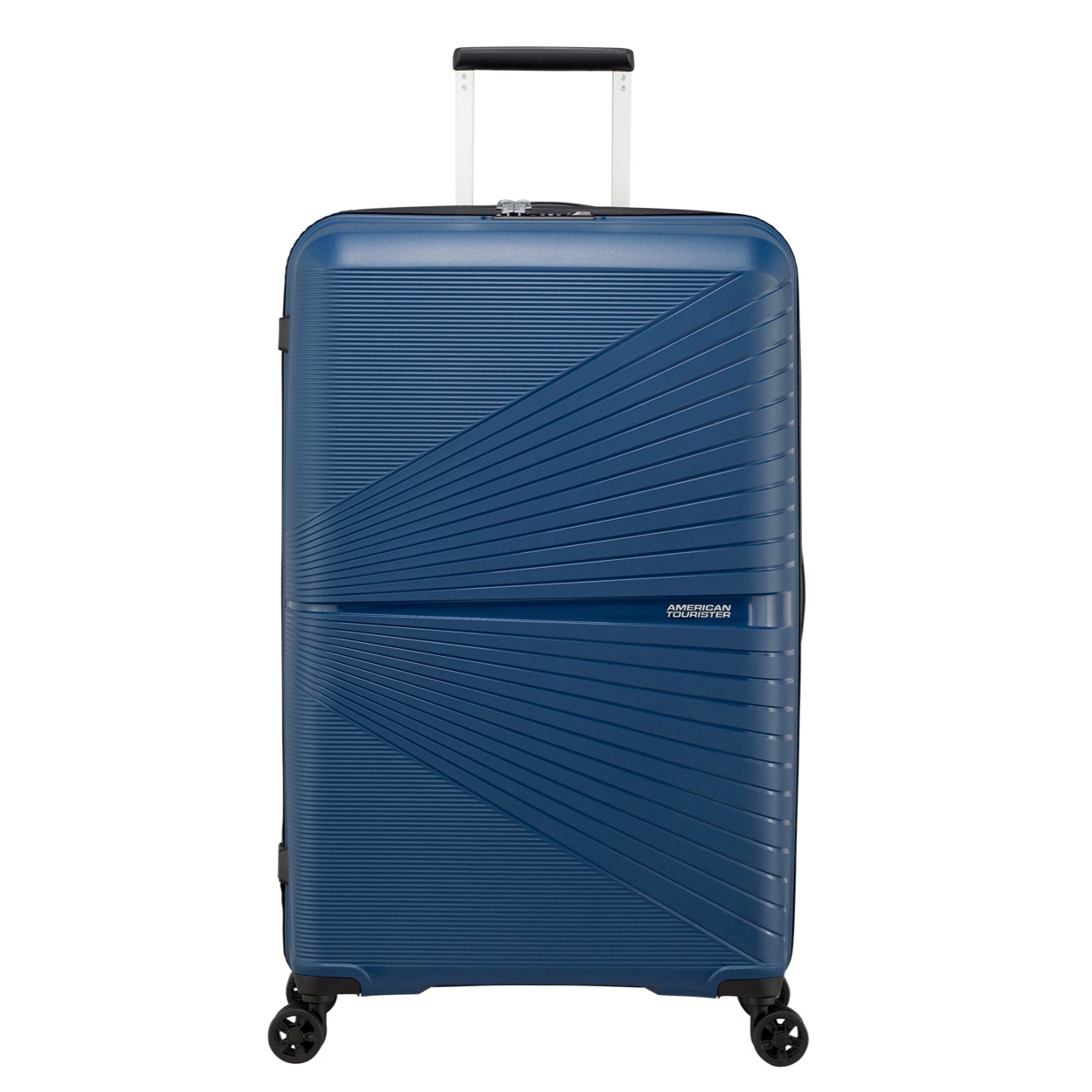 
Meer informatie

Hier is Airconic, AT lichtste hardschaal koffer ooit! De grote Spinner weegt amper 3,2 kg – ongelofelijk! American Tourister bewijst opnieuw hoe het vernieuwende, lichte koffers moeiteloos in een hedendaags jasje stopt. De lijnen die rondom de koffer lopen geven Airconic een dynamische en moderne uitstraling. Het comfort wordt verzekerd door de dubbele wielen, de ergonomische handgrepen en het verzonken TSA-slot. Airconic is verkrijgbaar in diverse opvallende kleuren. Welke je ook kiest, zo licht reisde je nog nooit.
Productinfo

Garantie	3 jaar beperkte wereldwijde garantie
Model	Spinner (4 wielen)
Kleur	navy
Materiaal	100% Polypropylene
Afmetingen	77 x 49 x 31 cm (inclusief handvatten, wielen, bodemdoppen, zijvakken en andere uitwendige onderdelen)
Size	large
Volume	101 L

Kenmerken
Buitenkant
Categorie	Hard
Slot	Geïntegreerd TSA combinatieslot, bestaande uit 3 cijfers
Ritsen	Ja
Handvatten	Bovenhandvat(ten) & zijhandvat(ten)
Trekstang	Dubbele trekstang
Wielen	4 wielen
Type wielen	Dubbele wielen
Binnenkant
Onderste compartiment	Ja
Bovenste compartiment	Ja
Inpakriemen	In bovenste & onderste compartiment

