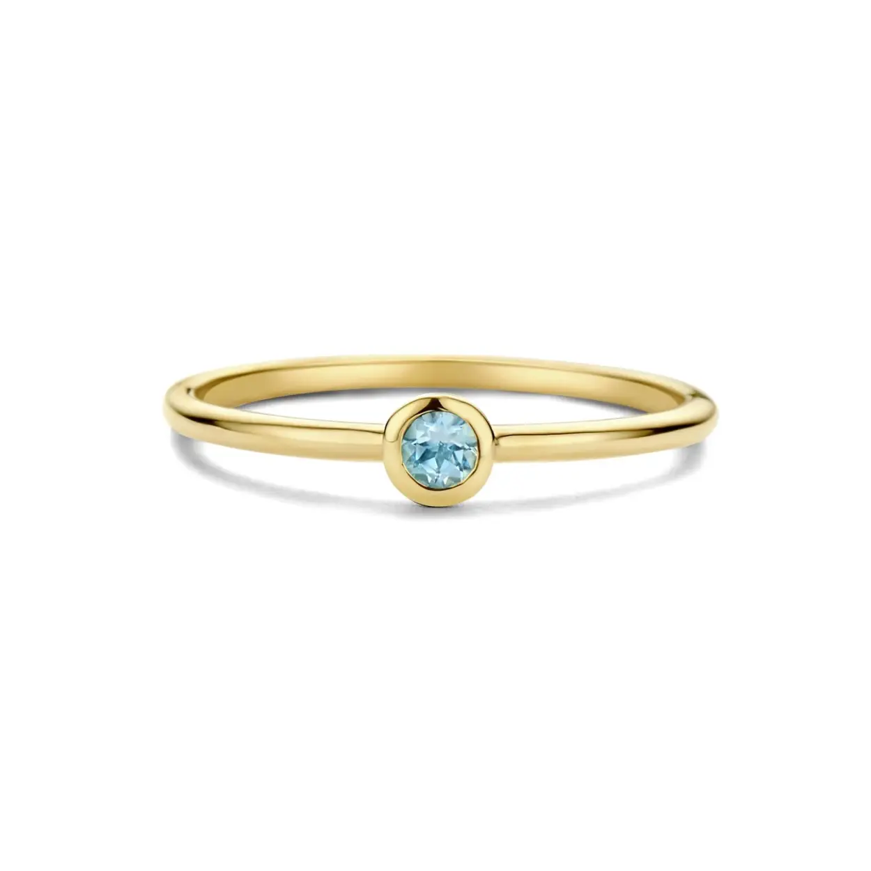 14K gouden ring met geboortesteen van Maart Aquamarijn 