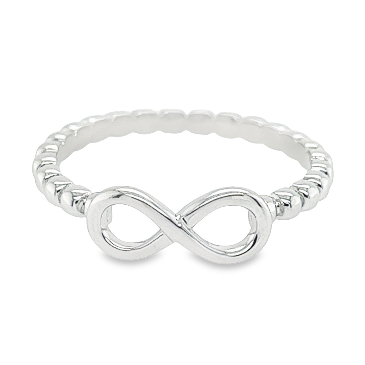 Deze prachtige zilverkleurige ring is perfect voor dames die op zoek zijn naar een elegant en tijdloos sieraad. Het infinity symbool aan de voorkant van de ring symboliseert oneindigheid en eeuwigheid. Gemaakt van hoogwaardig zilver en gerhodineerd voor extra glans en duurzaamheid, zal deze ring zeker opvallen. Het fijne ontwerp maakt het gemakkelijk om te dragen bij elke outfit en bij elke gelegenheid. Voeg dit stuk toe aan je sieradencollectie en laat het je dagelijks leven opfleuren!