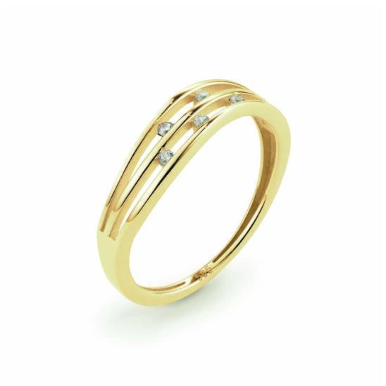 Mooie  3 band 5 steens CZ Geelgoud