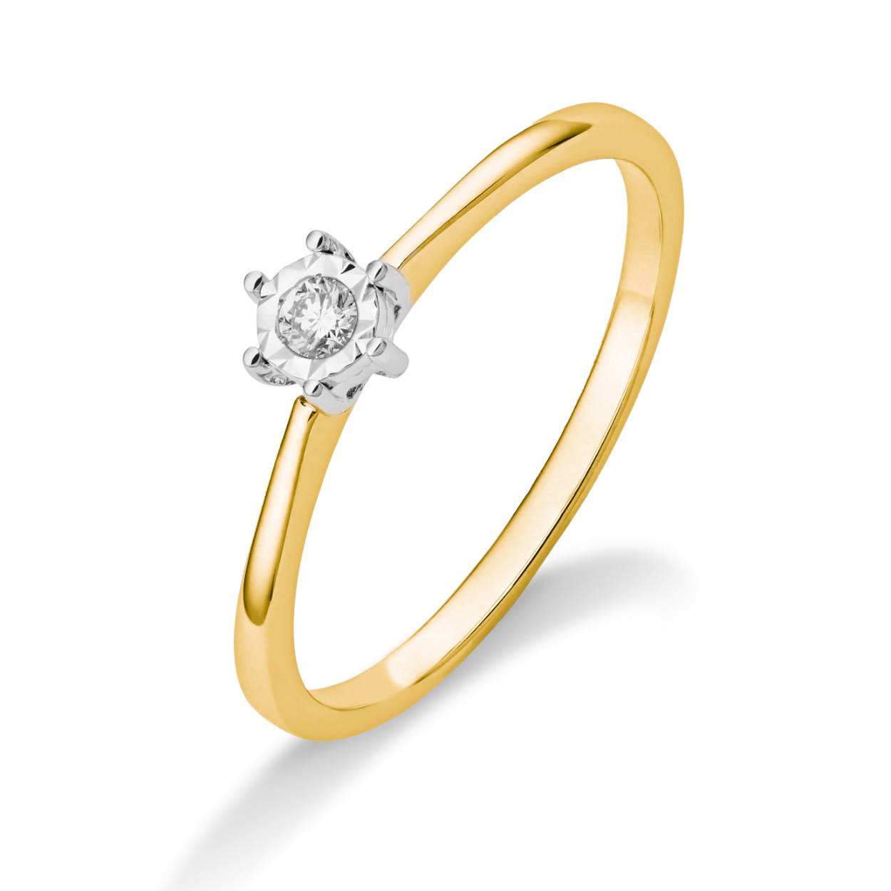 Briljant Ring 14krt Goud Bicolor 0.03crt H/SI
