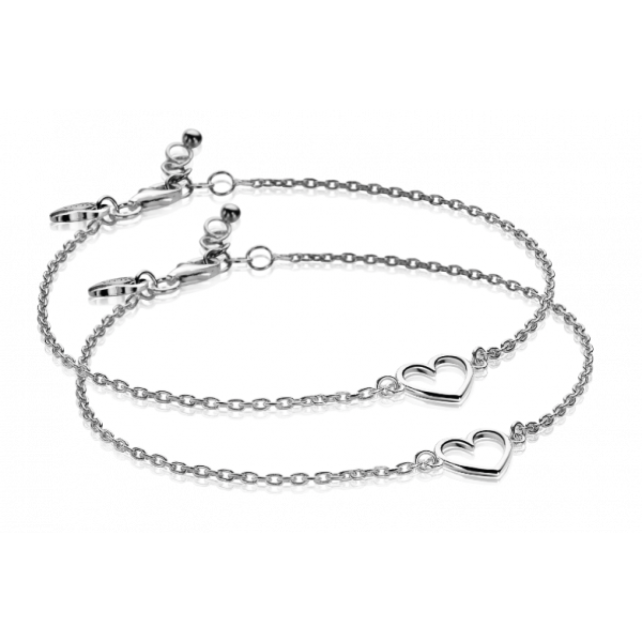 ZINZI set van 2 zilveren armbanden met open hartje ZIA1420-SET