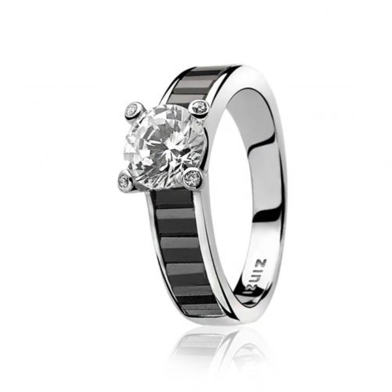 ZINZI zilveren ring zwart