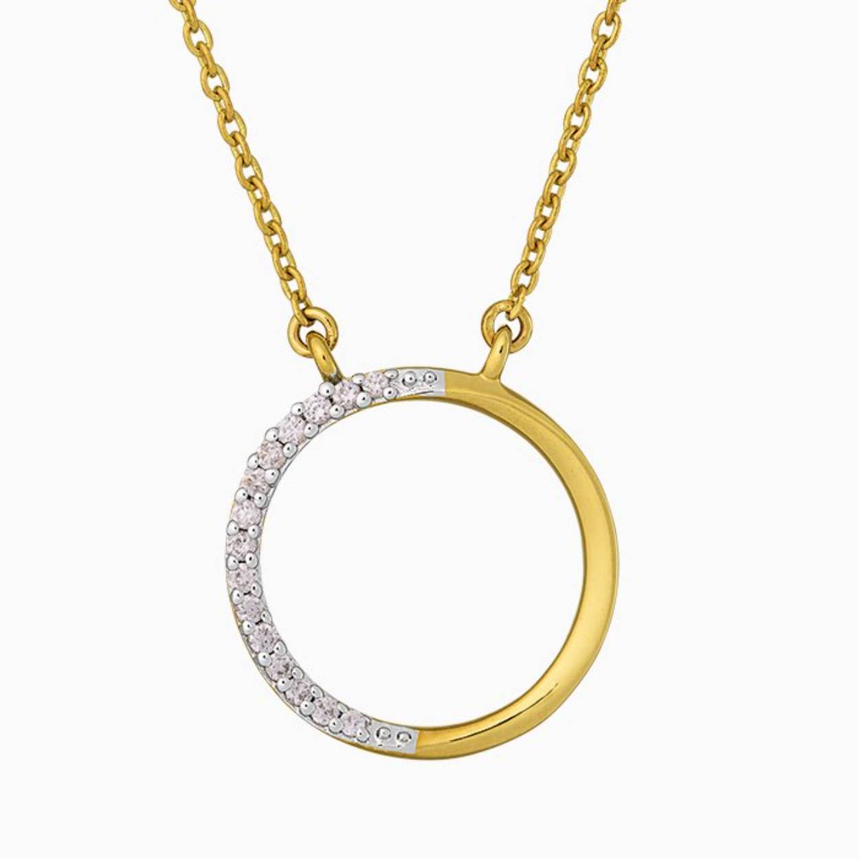 14krt geelgoud collier C2024/14, 0.06ct TW/Si