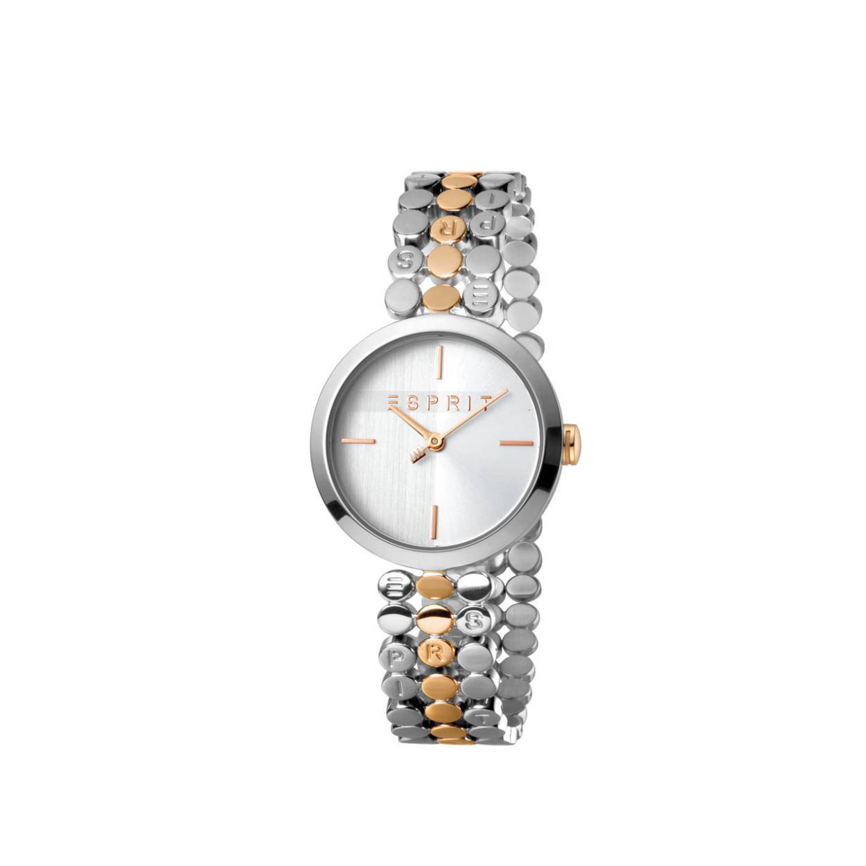 Dit ronde dameshorloge uit de Bliss set serie van Esprit heeft een quartz uurwerk. De kast en band zijn beiden van edelstaal.