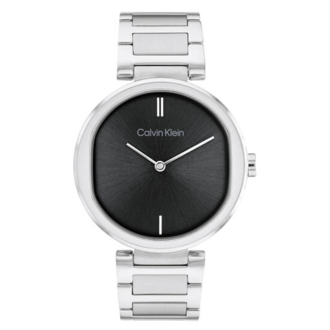 Dit Calvin Klein horloge behoort tot de Sensation collectie.
Referentienummer: 25200249

Dit zilverkleurige horloge heeft een stalen kast en band. De kast heeft verdikkingen op 3-en 9 uur, waardoor de zwarte wijzerplaat wat smaller wordt. Op 6- en 12 uur heeft dit horloge zilverkleurige indexen. Het horloge is waterbestendig tot 3 atm en heeft mineraalglas.