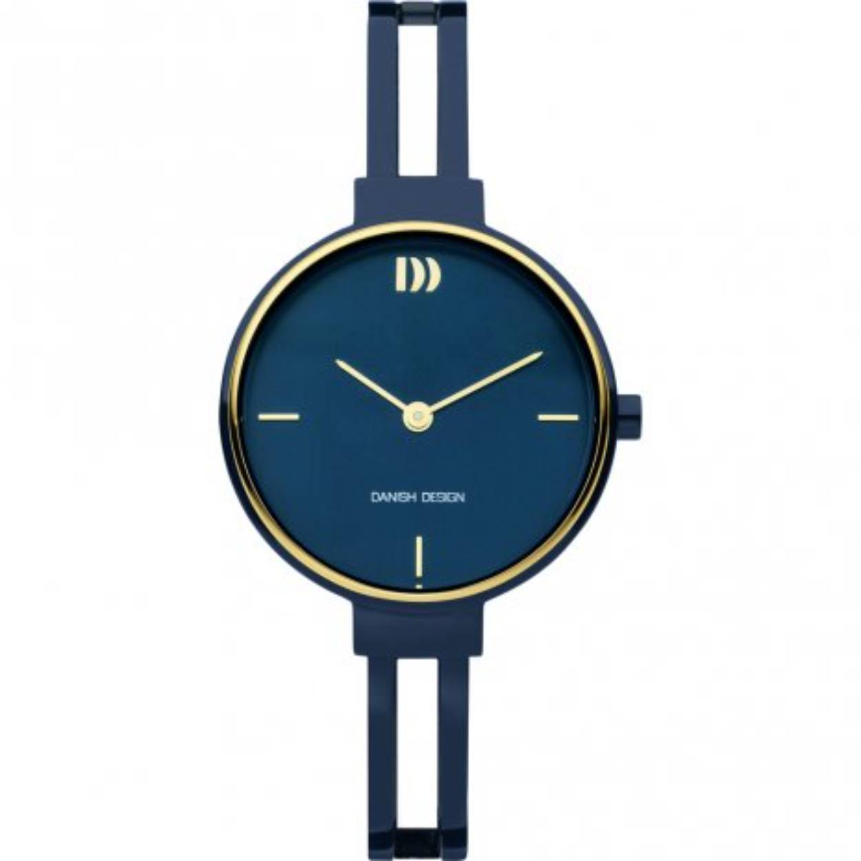 Prachtig dameshorloge van het merk Danish Design.

De kast is gemaakt van edelstaal, blauw gekleurd. 

De fraaie blauwe wijzerplaat heeft goudkleurige accenten.