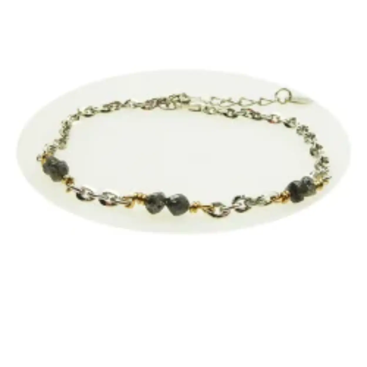 Armband - Rhodium/Verguld met Antraciet Ruwe Diamanten