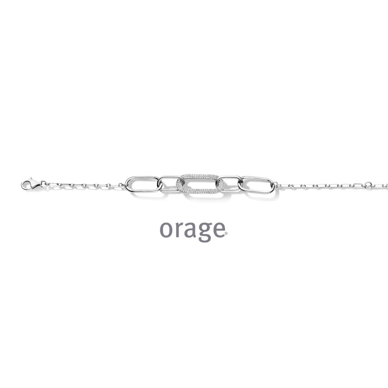 Zilveren armband met open schakels en zirkonium steentjes van Orage
Lengte: 18 + 3 cm