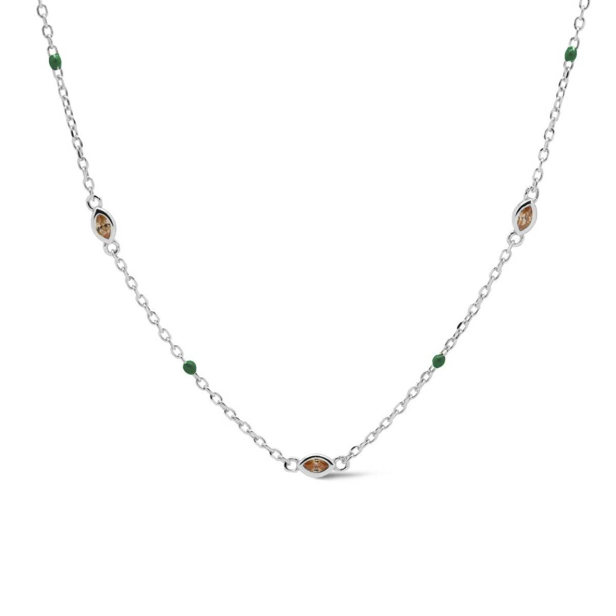 zilveren Karma collier, JOLLY EMERALD GREEN Silver