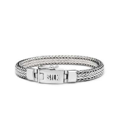 Silk armband gevlochten met bakslot 925 zilver 