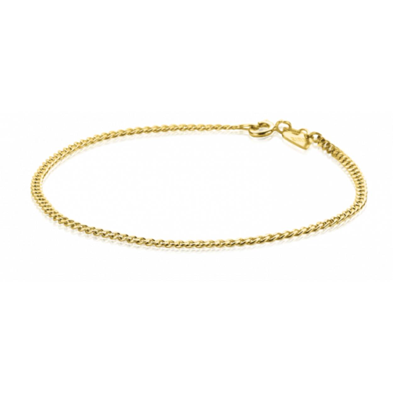 ZINZI Gold 14 karaat gouden gourmet armband van 2,2mm breed. De lengte van de armband is 18,5cm. Vervaardigd van geheel 14 karaat goud (585). En herkenbaar 'Zinzi' door het kleine gouden Zinzi hartje bij de sluiting.
