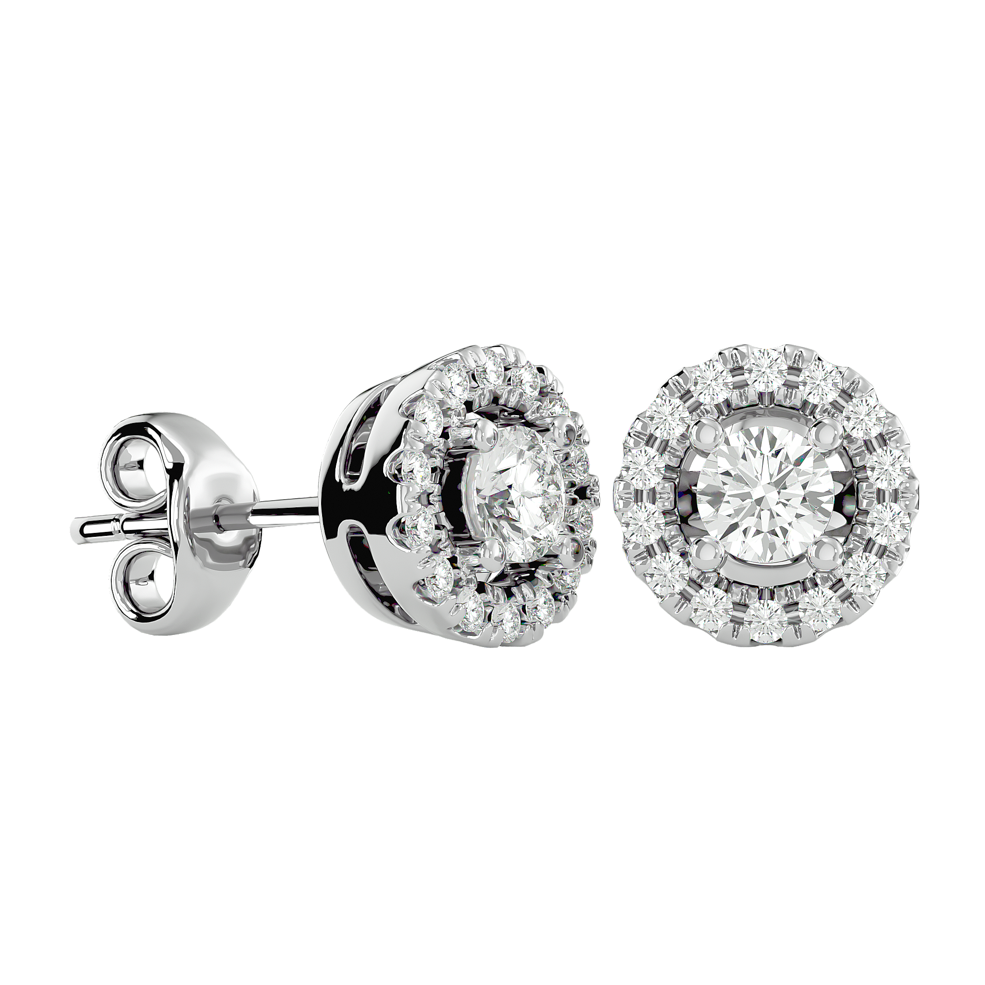 BOUCLES D'OREILLES OR BLANC ET DIAMANTS  0.54GVS1