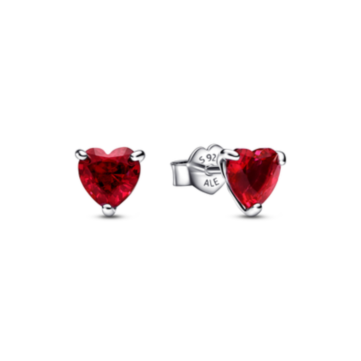 Heart earrings pandora red crystal