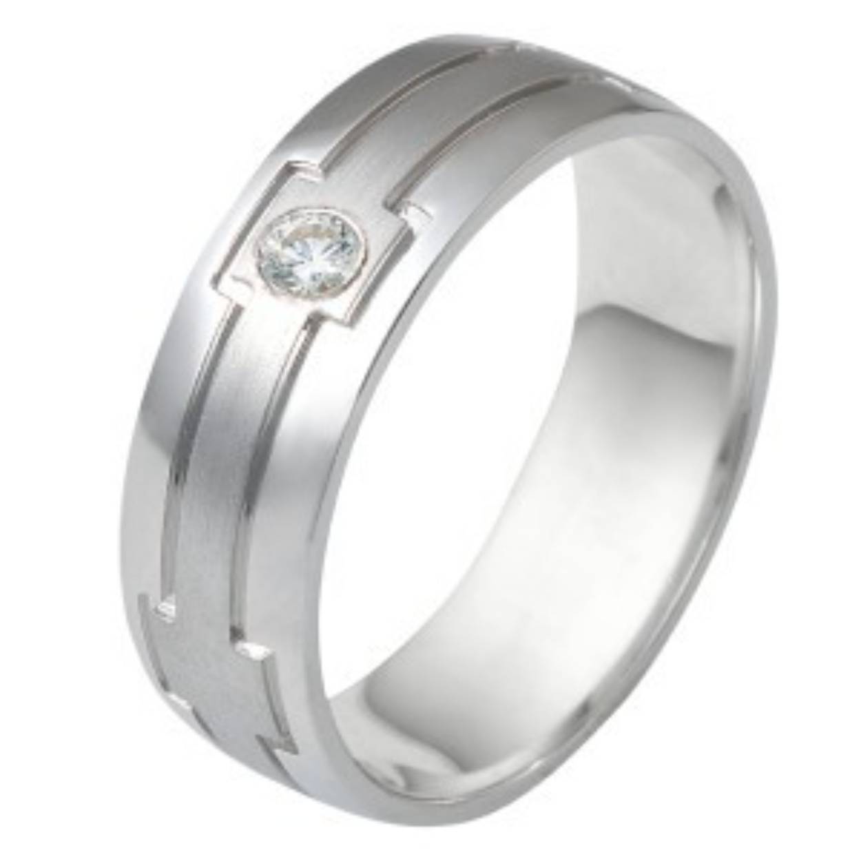 585 witgouden trouwringen. 5 mm breed. Mat/glimmend. De damesring heeft een briljantje