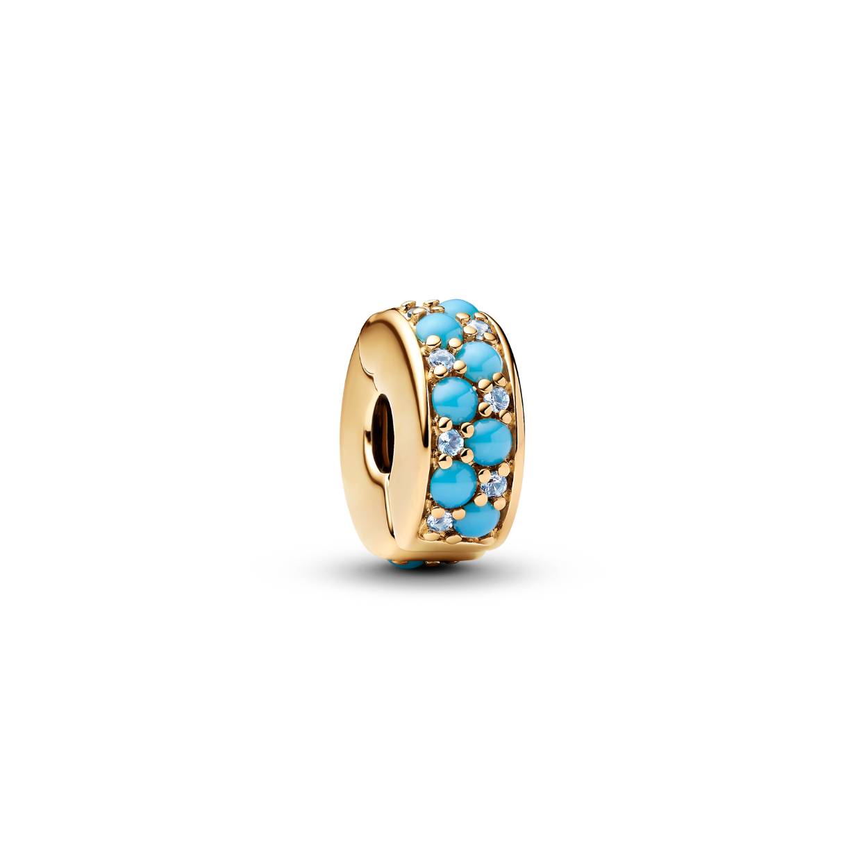 Clip gold plated met aqua kleur en zirkonia