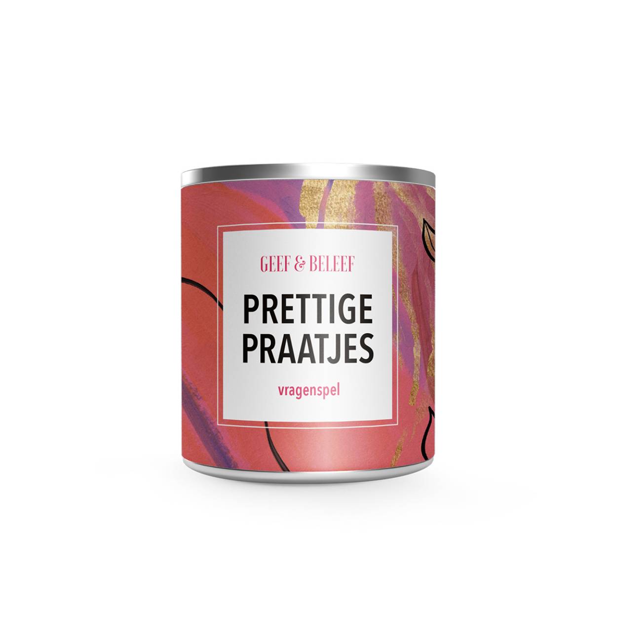 Vragenspel • Spellen • Prettige Praatjes • Koker • Inhoud: 80 kaartjes met 160 leuke vragen & dilemma's 