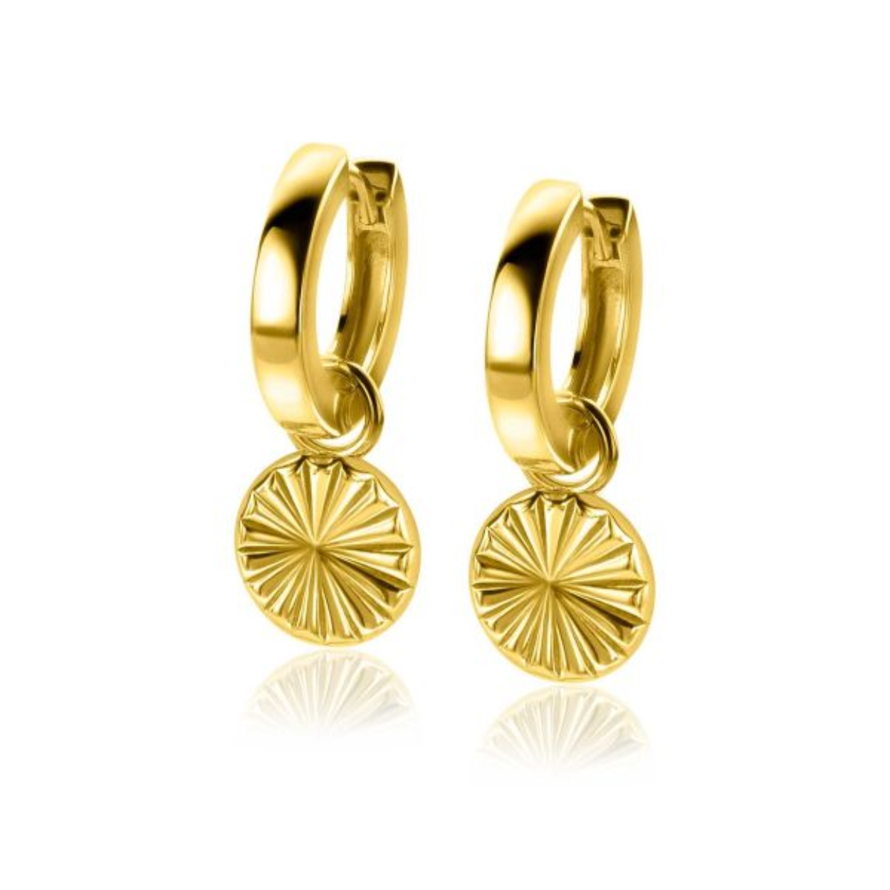 ZINZI gold plated zilveren oorbedels zon met zonnestralen 10mm ZICH2296 (excl. oorringen)