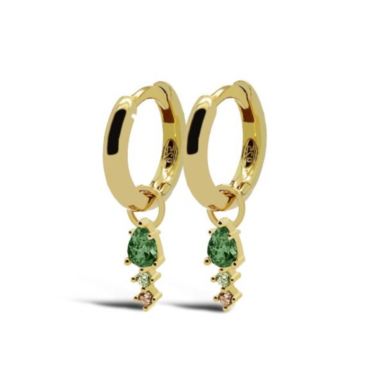 A67EG Karma Hinged Hoops DUO Emerald Green