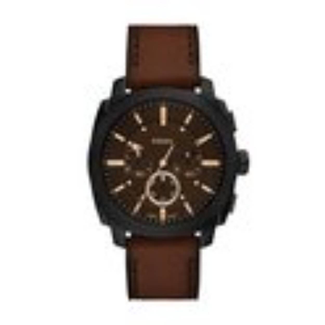 De Machine Chronograaf is geïnspireerd door klassieke Amerikaanse machines en trekt de aandacht met een gewaagde gekartelde bovenring. Onmiskenbaar mannelijk met een opvallende kast van 44 mm en een geborstelde zwarte wijzerplaat met getextureerde details, beschermd door een amberkleurig mineraal kristal. Dit robuuste uurwerk wordt aangedreven door een precisie quartz chronograaf uurwerk en is gebouwd om lang mee te gaan met een rijke bruin leren armband.