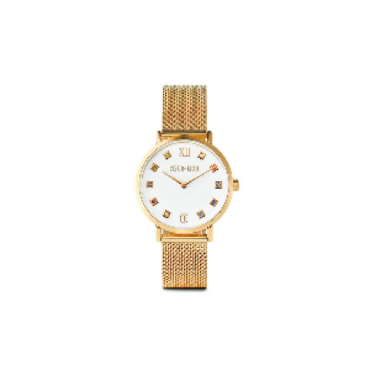 Dit Coeur de Lion horloge past perfect bij de rest van uw Coeur de Lion sieraden!
Het horloge heeft een vergulde stalen kast en milanese band. De wijzerplaat is wit met verschillende gekleurde Swarovski krsitallen als indexen.