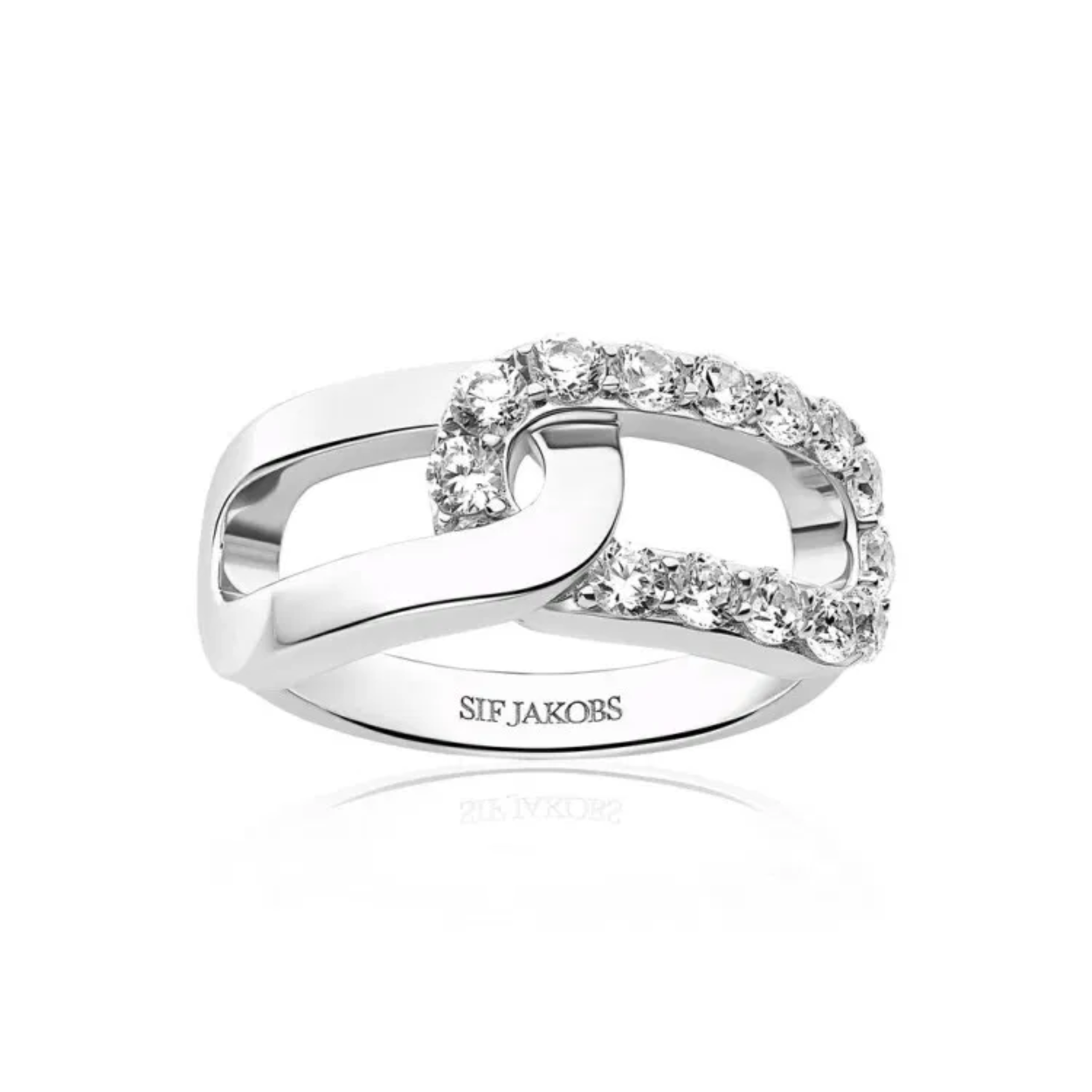 Verrijk je stijl met deze prachtige Sif Jakobs Jewellery ring. Gemaakt van 925 gerhodineerd sterling zilver, met een gepolijst oppervlak en handgezette facetgeslepen witte zirkonia stenen. Afmetingen: Breedte 9,5 mm, Dikte 1,1 mm. SKU: SJ-R42238-CZ
