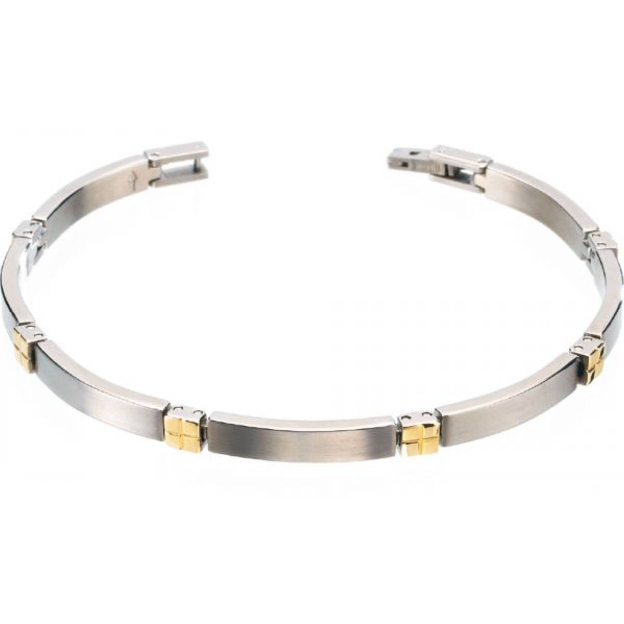 Boccia titanium armband mat met goudkleurige blokjes