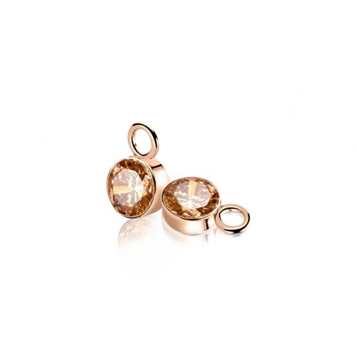 ZINZI zilveren creoolhangers rond champange zirconia 11mm