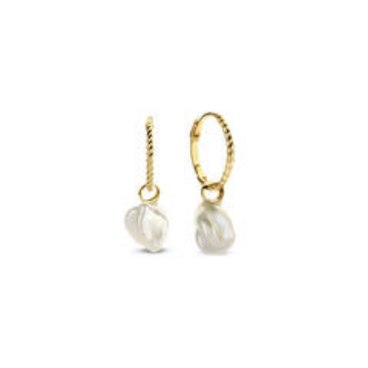 14k geelgouden oorringen met barok parel