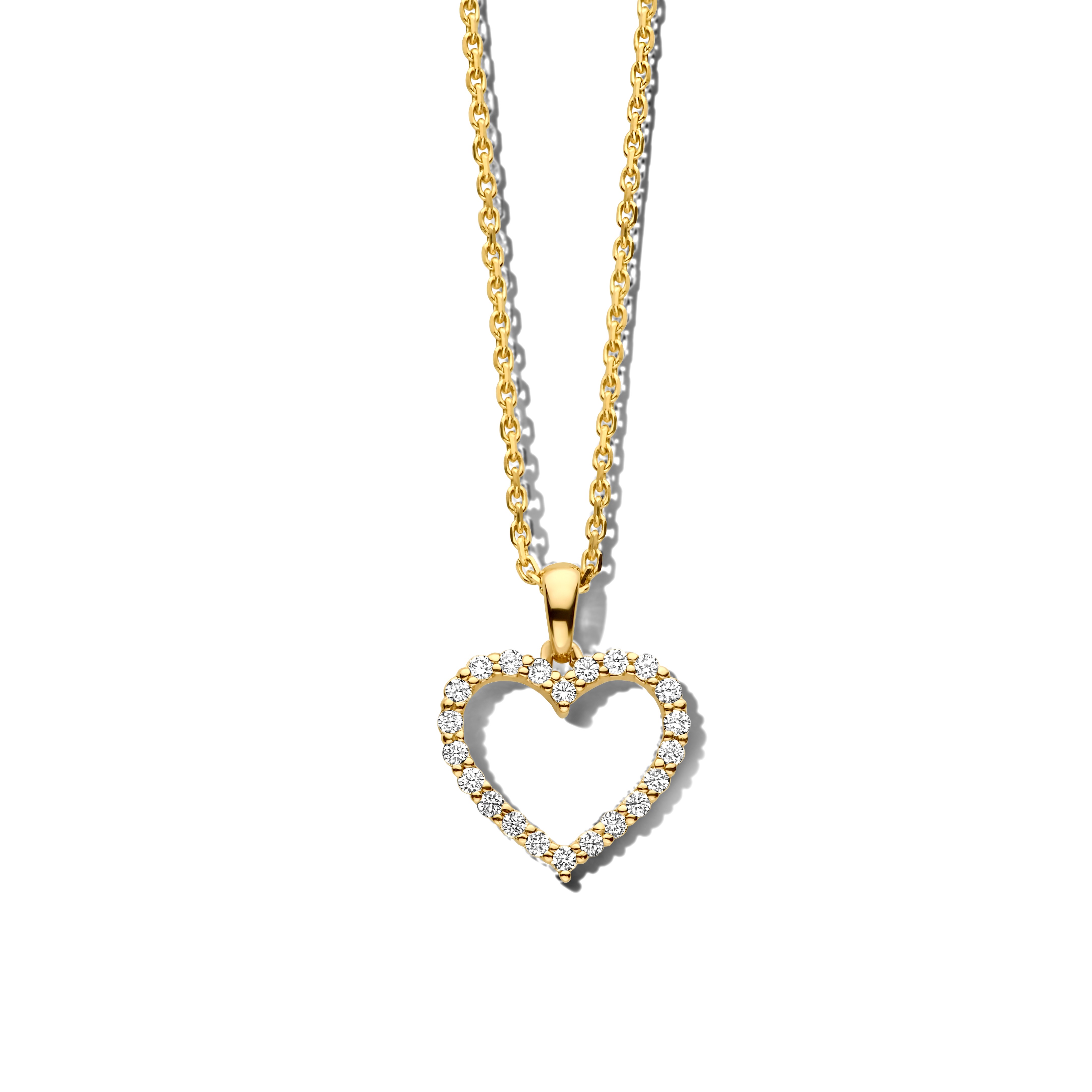 14krt geelgouden hart met diamant 0,24crt (excl. collier).