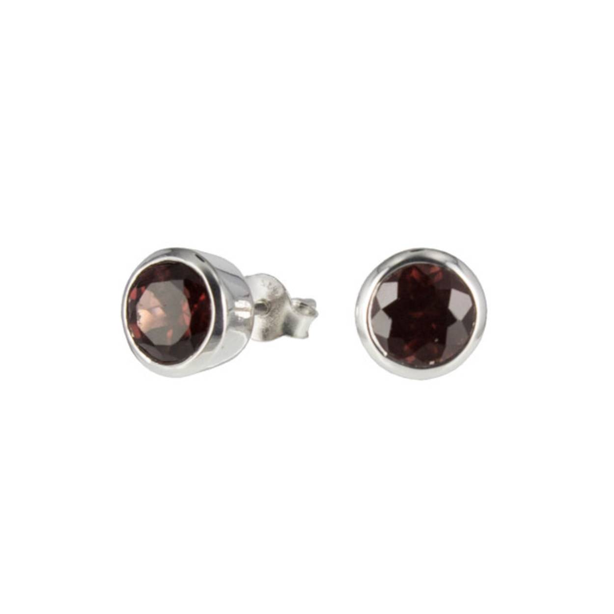 Oorsteker Zilver Granaat 6mm