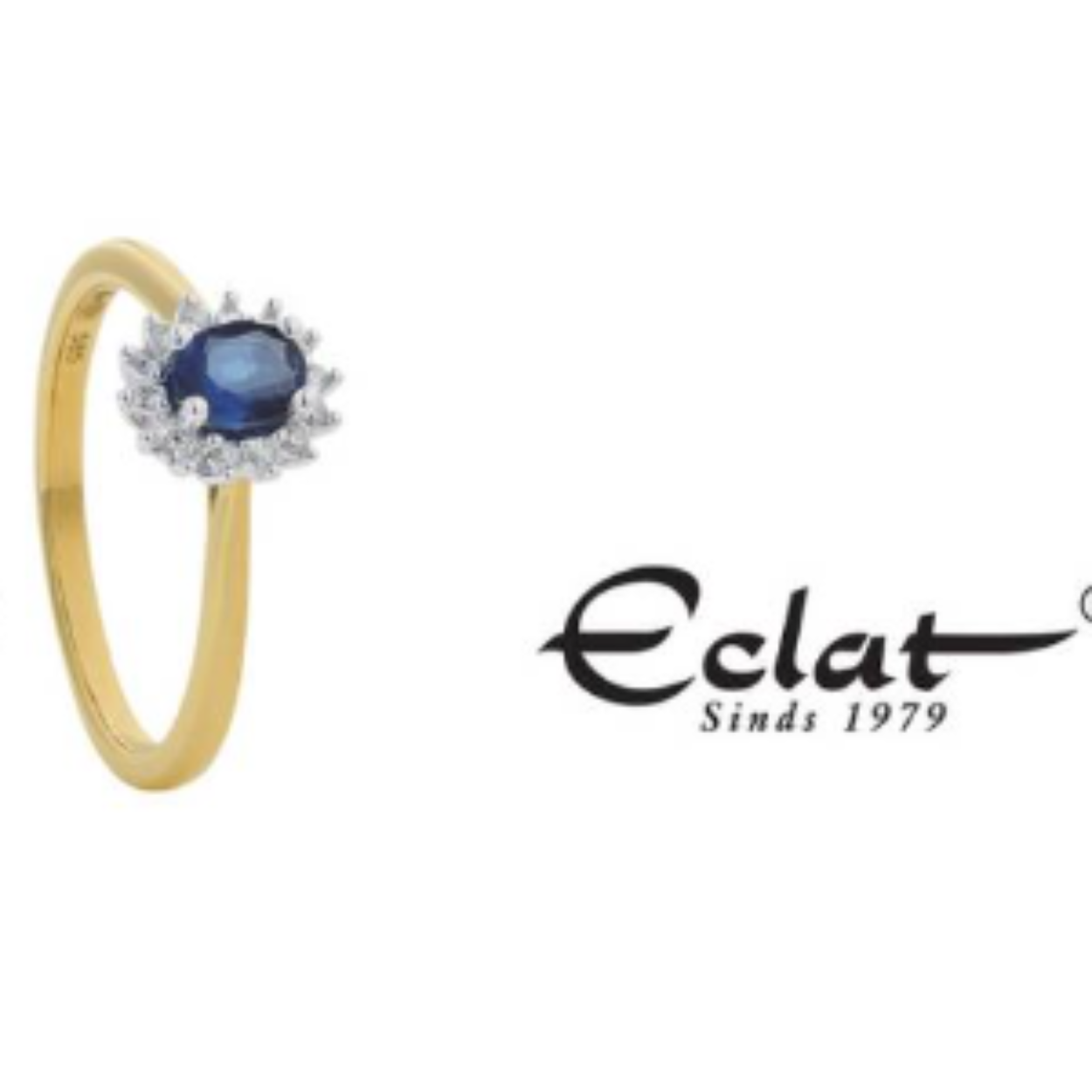 Eclat Lady Di ring 0.08crt G/SI 5x4mm Saffier maat 17.5 Bicolor