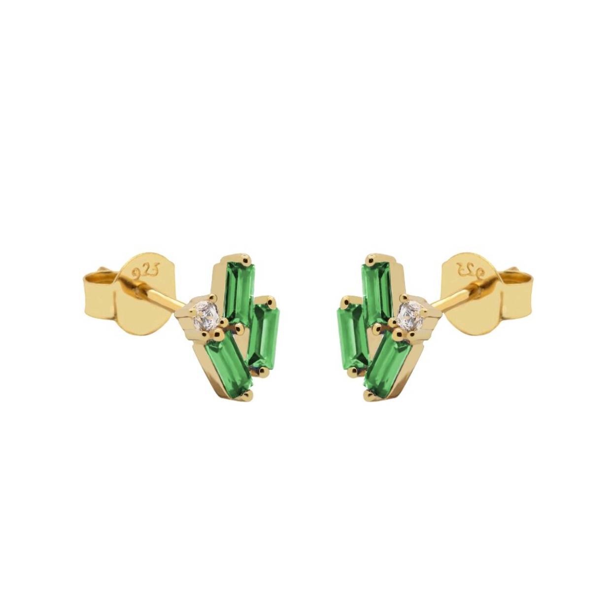 Karma zirkonia symbols green baguettes goldplated