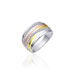 Zilver ring maat 56 tricolor R055T