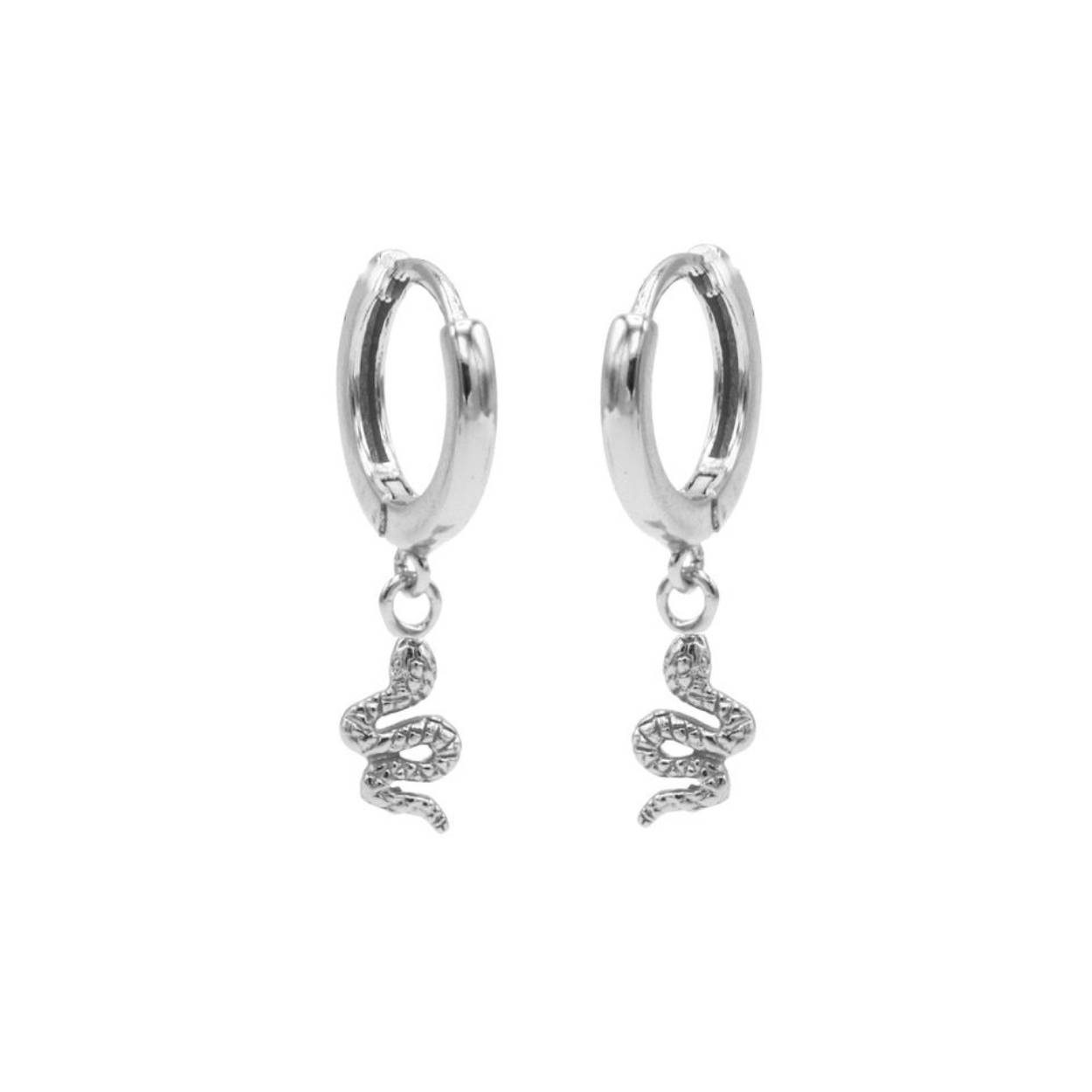 Hinged Hoops Symbols Snake Silver