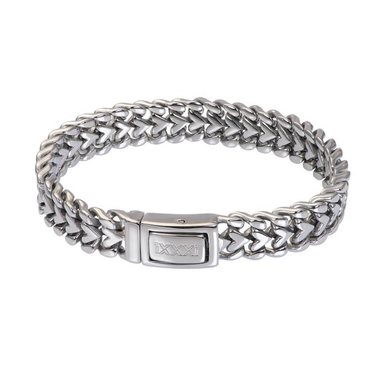 De iXXXi Men armband Salvador is gemaakt van stainless steel in de kleur antiek zilver. De bracelet bestaat uit schakels die door middel van een gevlochten design met elkaar verweven zijn.