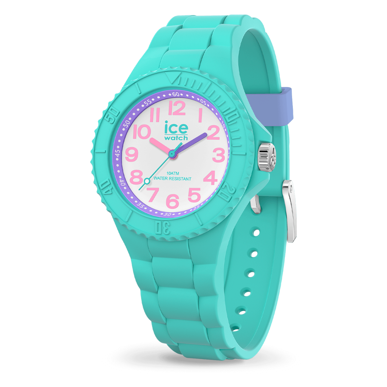 De ICE hero aqua fairy is ideaal om de tijd te leren lezen en tovert een glimlach op elk klein meisje! Dit kleine hemelsblauwe silicone horloge met paarse en roze details details is trendy, kleurrijk en gemakkelijk leesbaar dankzij de grote cijfers! Zijn pluspuntje? Een lichtblauw silicone bandje, voor nóg meer stijl en comfort rond je pols. Dit girly en pittige horloge is onweerstaanbaar!
Maat XS: 30 mm kastdiameter
Waterdichtheid: 10 ATM