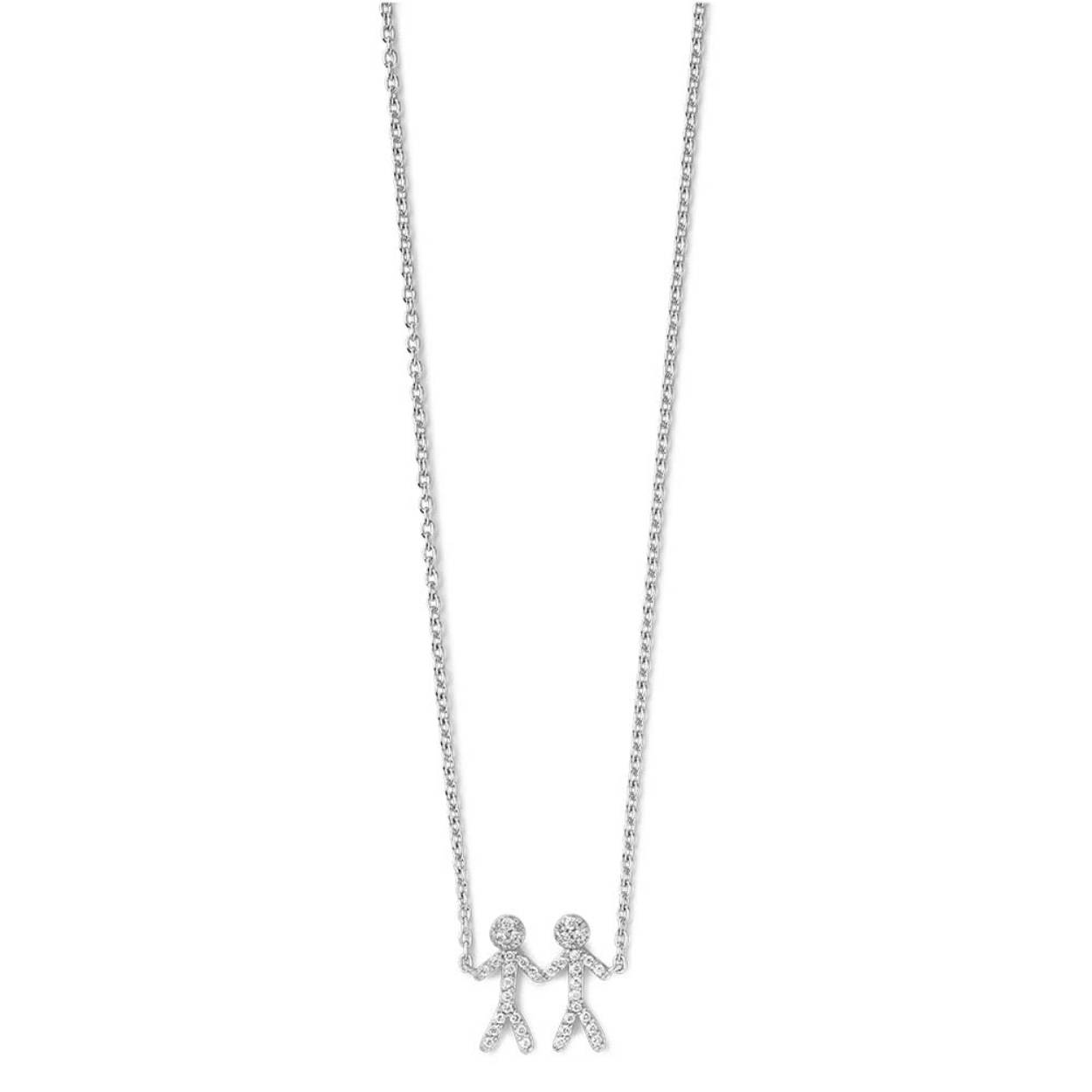De "Together" collectie is opgedragen aan de personen die jouw dierbaar zijn of lief hebt. Wie betekent het meest voor jou? Afmetingen: 1 persoon is 15 mm lang and 5 mm breed (van arm tot arm). De maximale lengte van de ketting is 45 cm en kan kleiner versteld worden.
