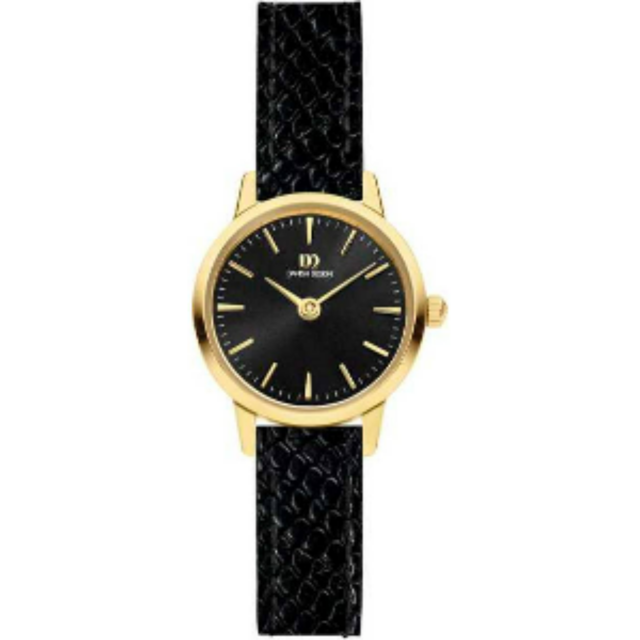 Doublé horloge met leren zwarte band