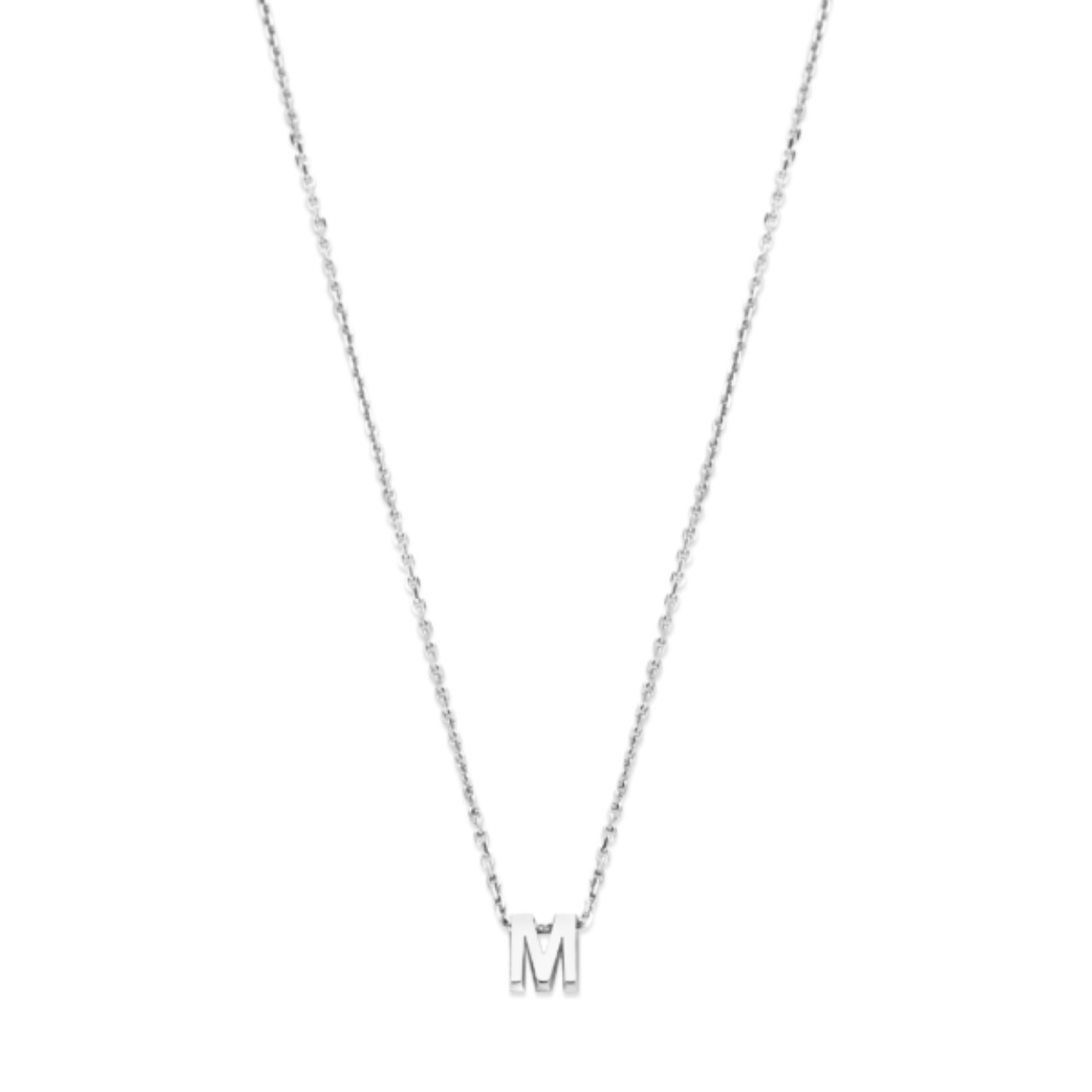Zilver gerhodineerd MiniOro collier, initial N, 42-45cm