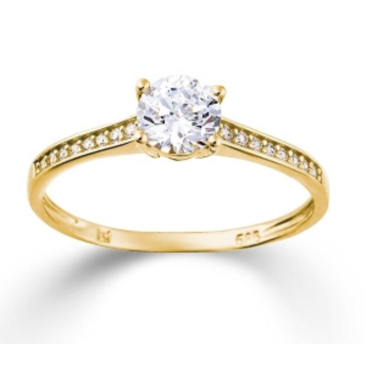 14 krt Gouden ring met witte zirkonia