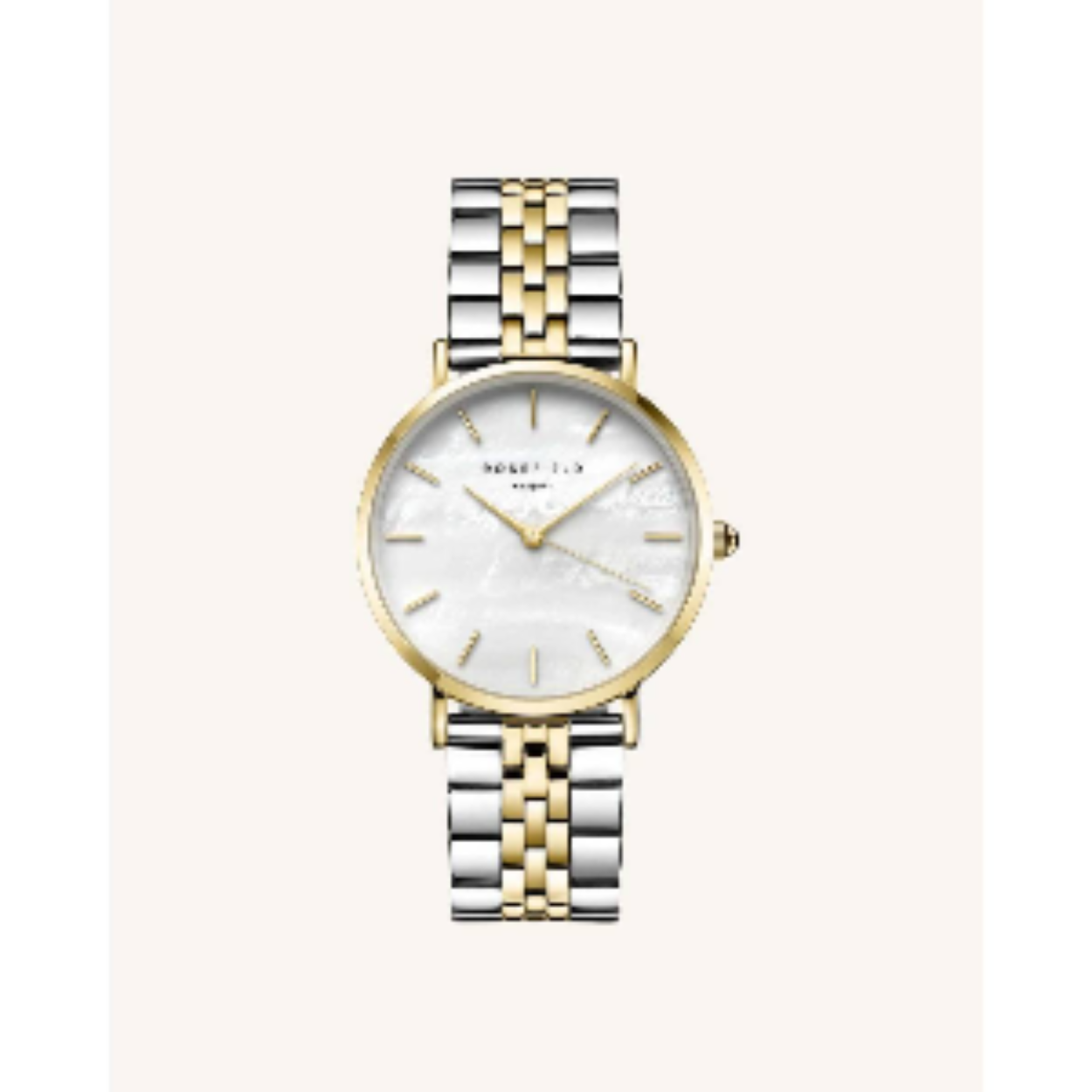 Het design van The Upper East Side laat zich inspireren door de iconische bravoure van New York. Het goudglanzende horloge met roestvrij stalen schakelband geeft je direct een luxe, moderne look.