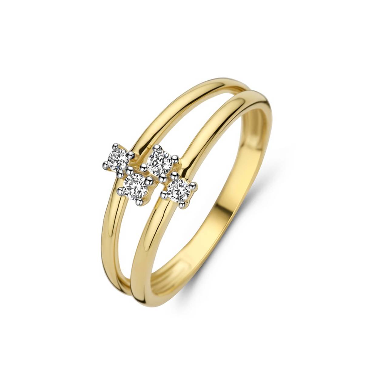 18 kt gouden ring met zirkonium
Bijhorende hanger en oorbellen ook verkrijgbaar
De prijs kan variëren naargelang de goudprijs