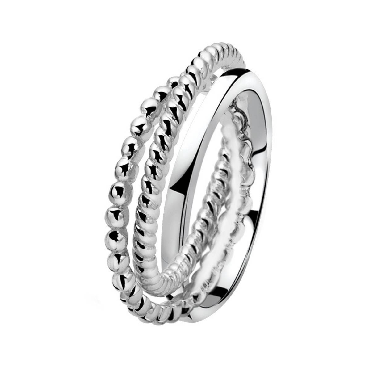 ZINZI zilveren 3 in 1 ring. De drie ringen geven de gehele ring een fashion look. Deze ring heeft een dubbele functie want kan ook mooi staan als hanger aan een van de schitterende Zinzi colliers. (exclusief collier)