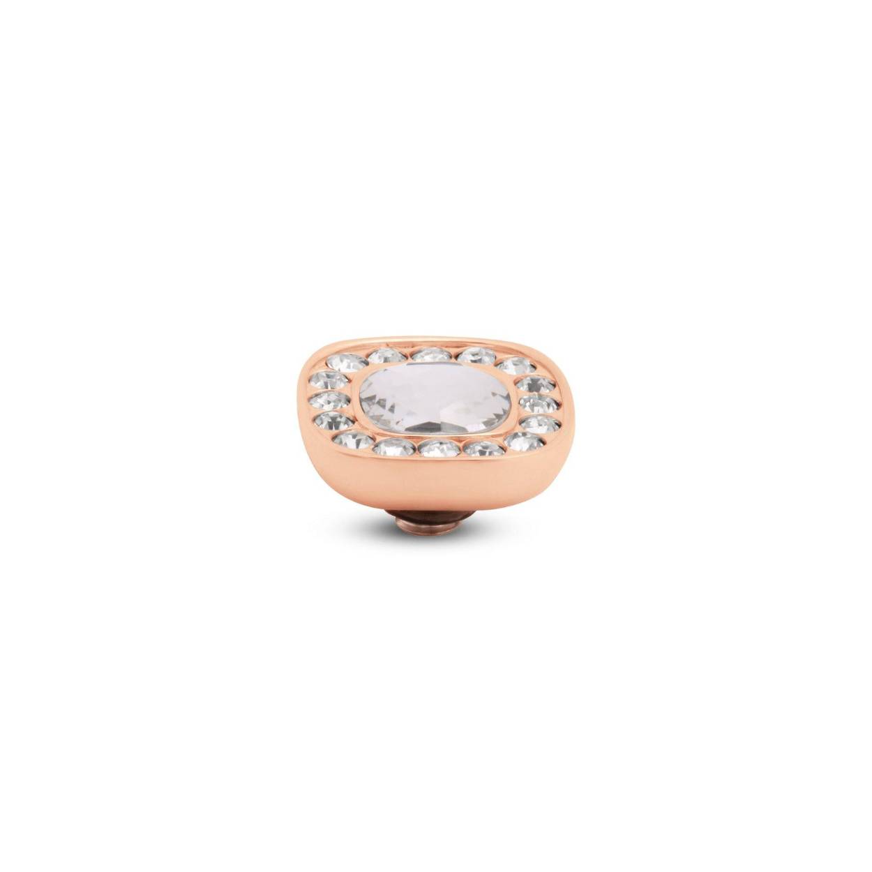 Het Melano Twisted Cushion steentje heeft een superelegante en luxueuze uitstraling. Omlijst met een randje prachtige zirkonia. Het Twisted Cushion steentje is 10 mm breed.