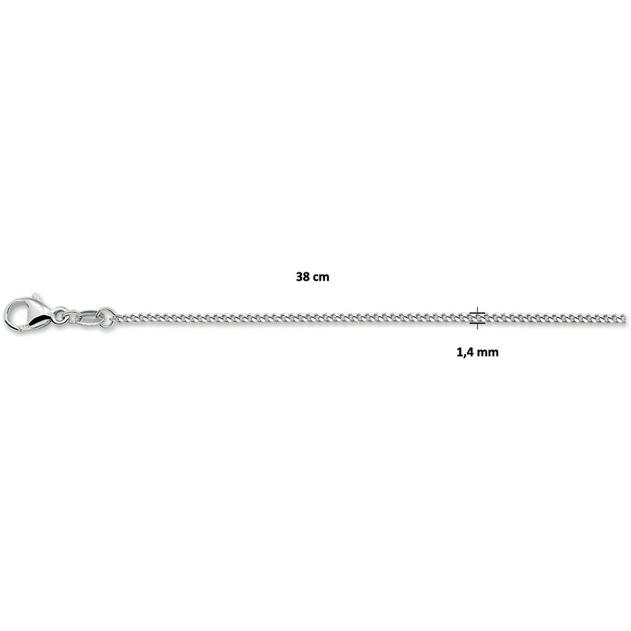 Zilver collier gourmette 4-zijdes geslepen 38cm 1,4 mm