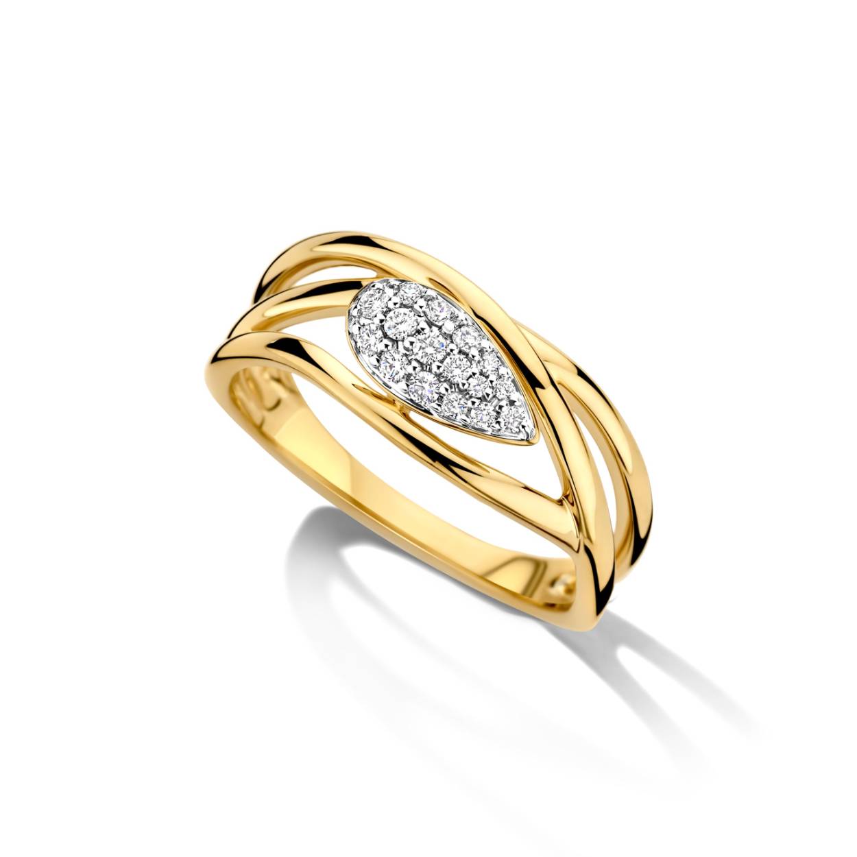 Ring geel goud 18kt met diamanten.